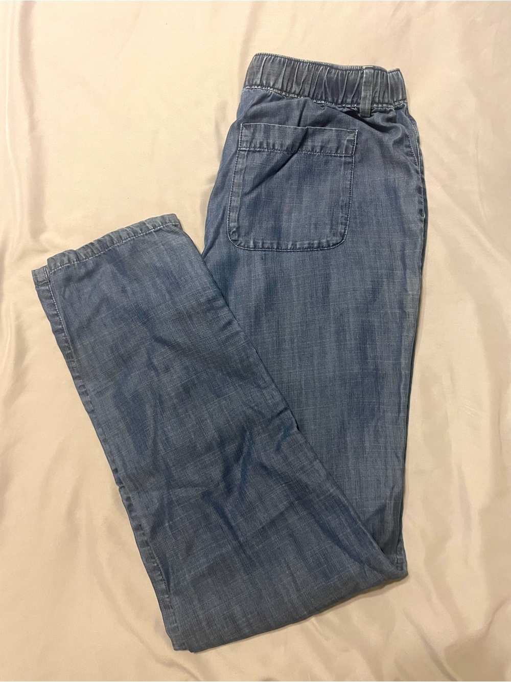 Lands' End Relaxed Elastic-Waist Light Blue Jeans